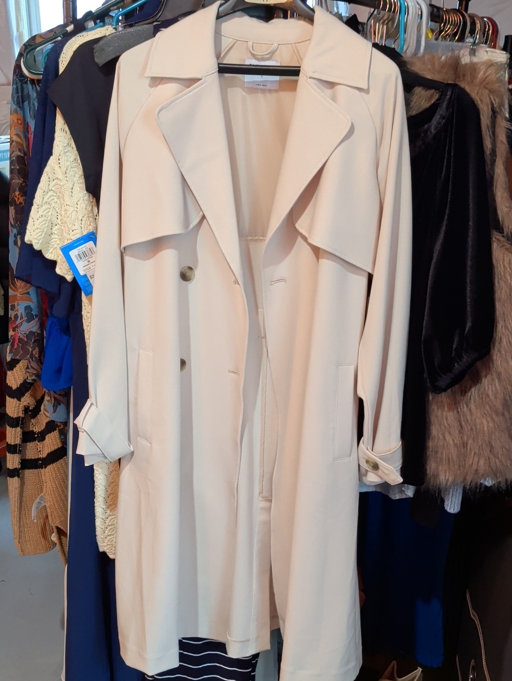 Old Navy Cream Double-Breasted Trench Coat